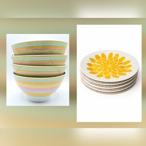 Debbie Travis Porcelain Dessert Dinnerware Set | 4 Plates + 4 Bowls